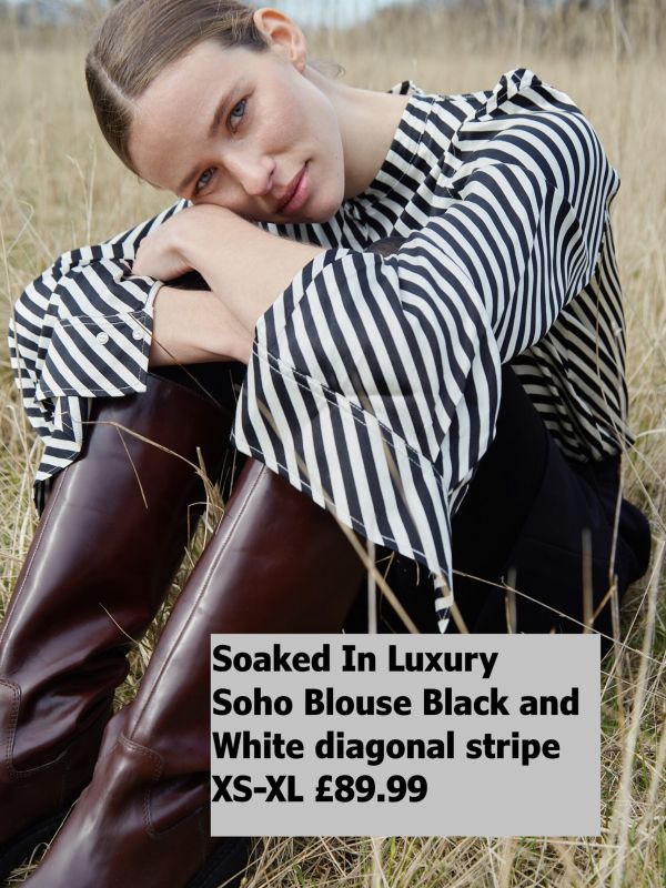 30407211 Soho Blouse Black And White Diagonal Stripe XS XL £89.99 Model 5