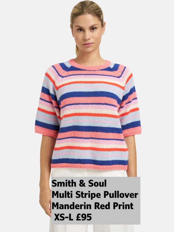 0126-0134-Multi-stripe-half-sleeve-pullover-manderin-red-print-XS-L-95