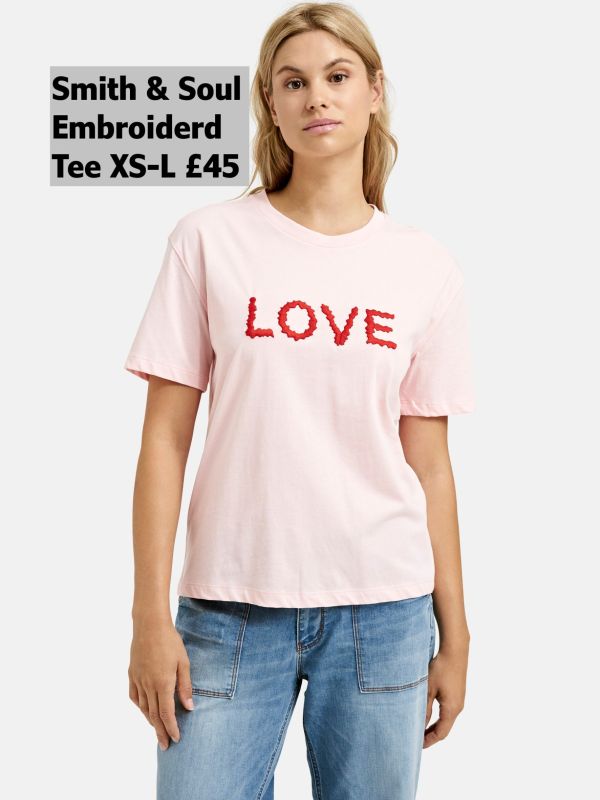 0225 0220 Tee 3D Embroidery Love Rose XS L £45 Model 1