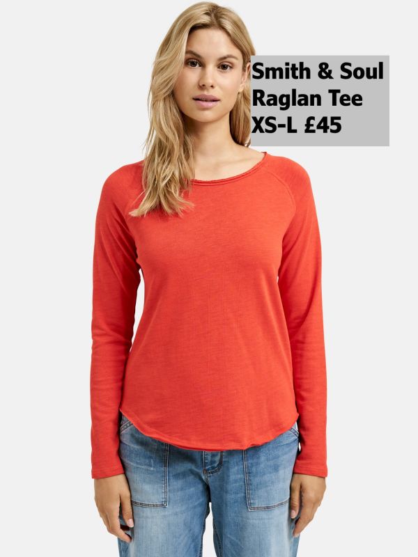 0225 1013 Basic Sweat Raglan Fire Red XS L £45 Model 1