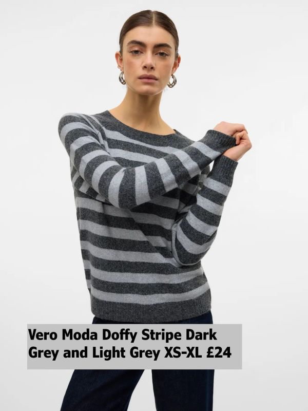 10201022 Doffy Ls O Neck Puloover Cashmere Dark Grey And Light Grey Melange XS XL £24 Model 3