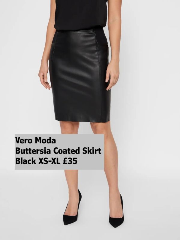 10218187 Buttersia HW Coated Skirt Black XS XL £35 Model 1