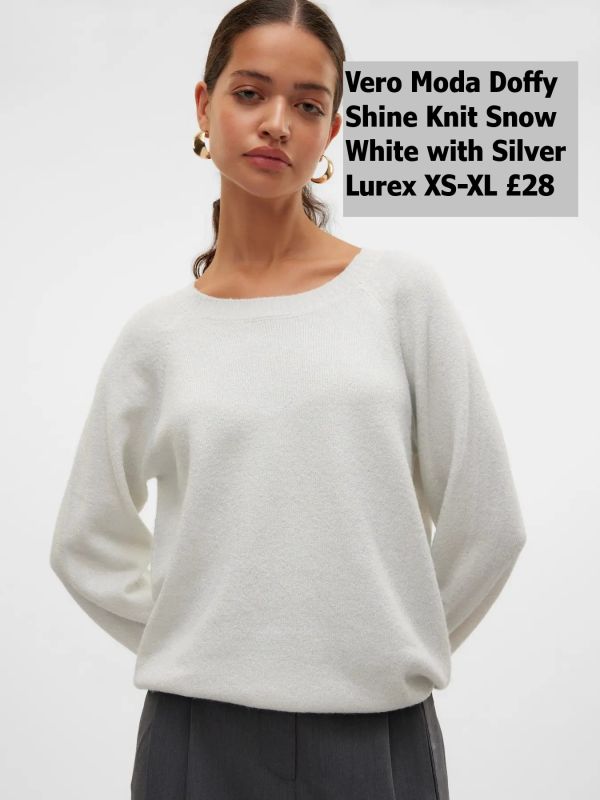 10221006 Doffy Shine Knit Snow White W Silver Lurex XS XL £28 Model 3