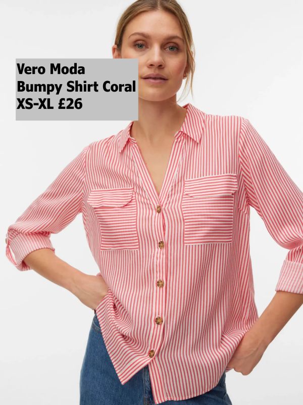 10275283 Bumpy LS Shirt Coral XS XL £26 Model 2