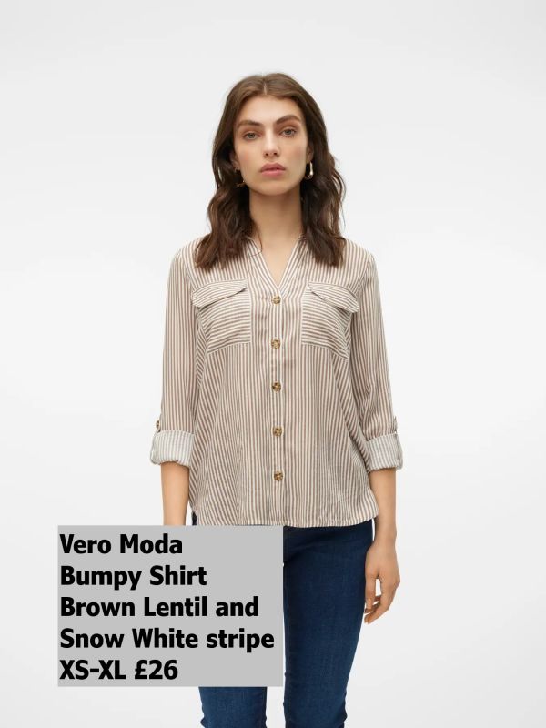 10275283 Bumpy LS Shirt Brown Lentil Snow White Stripe XS XL £26 Model 1