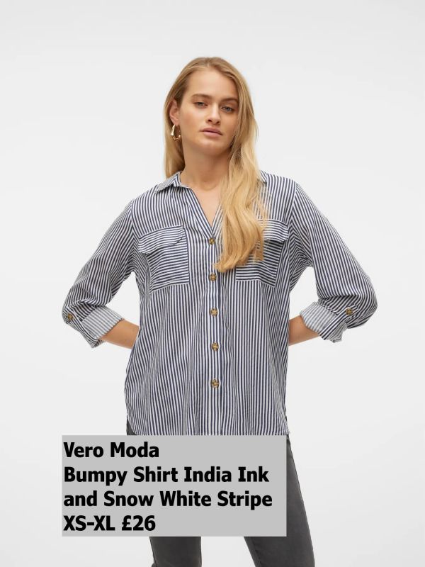 10275283 Bumpy LS Shirt India Ink Snow White Stripe XS XL £26 Model 1