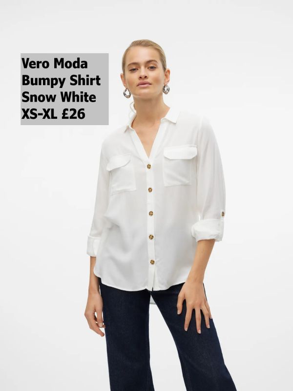 10275283 Bumpy LS Shirt Snow White XS XL £26 Model 1