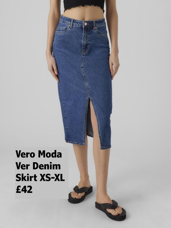 10295731 Ver Calf Denim Skirt Mid Blue Wash XS XL £42 Model 1