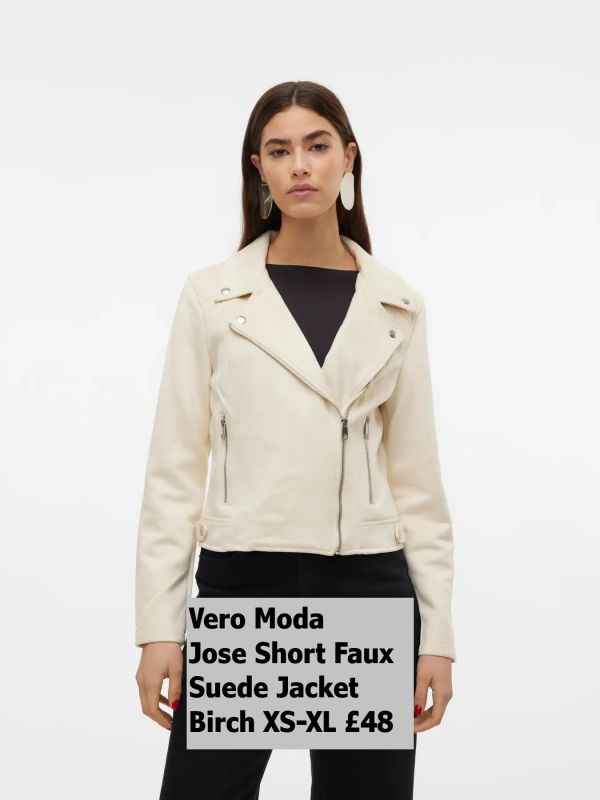 10300938 Jose Short Faux Suede Jacket Birch XS XL £48 Model 1
