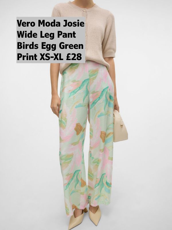 10303759 Josie HW Wide PantBirds Egg Green Myra Print XS XL £28 Model 4