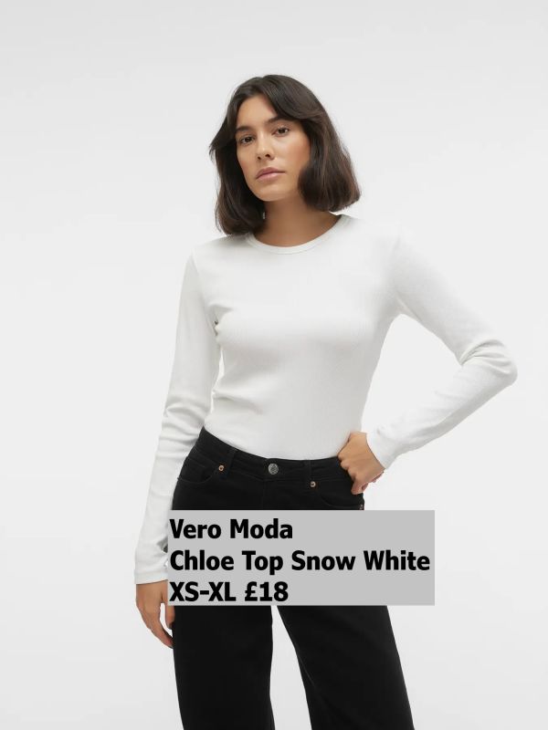 10306897 Chloe Ls Short Top Snow White XS XL £18 Model 1