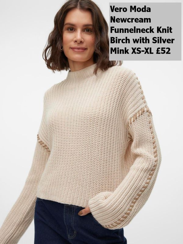 10313514 Newcream Funnelneck Pullover Birch With Silver Mink XS XL £52 Model 1