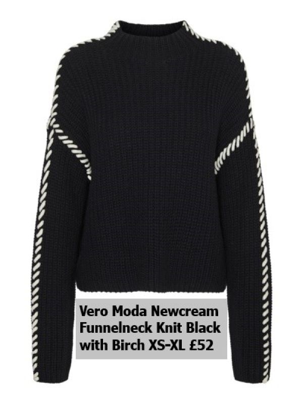 10313514 Newcream Funnelneck Pullover Black With Birch XS XL £52