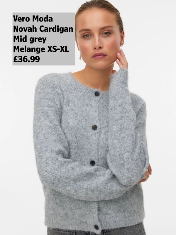 10320496 Novah Cardigan Mid Grey Melange XS XL £36.99 Model 2