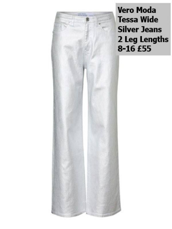 10323332 Tessa HR Wide Silver Jeans 8 16 2 Leg Lengths 30 And 32 £55