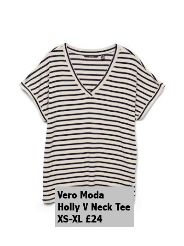 10324112 Holly V Neck Tee Navy Blazer Stripe Xs XL £24