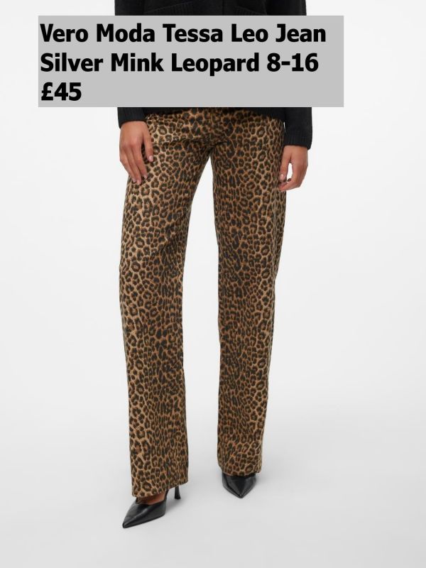 10324570 Tessa HR Wide Leg Leo Jean Silver Mink Leopard 8 16 2 Leg Lengths 30 And 32 £45