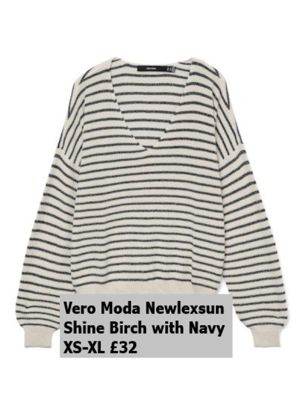 10324931 Newlexsun Shine Stripe Knit Birch W Navy Blazer XS XL £32