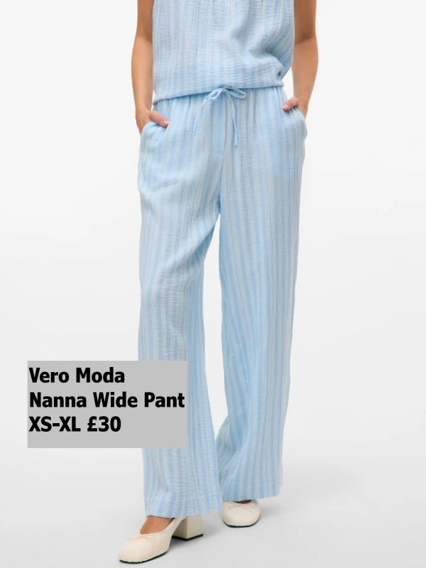 10325865 Nanna Wide Pant Snow White Airy Blue Stripes XS XL £30 Model 4