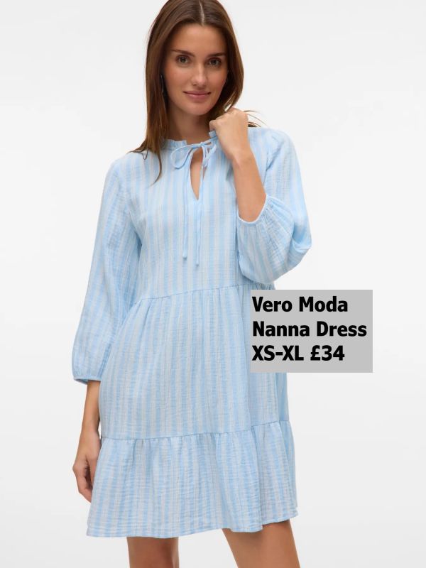 10326289 Nanna Dress Airy Blue Snow White XS XL £34 Model 4