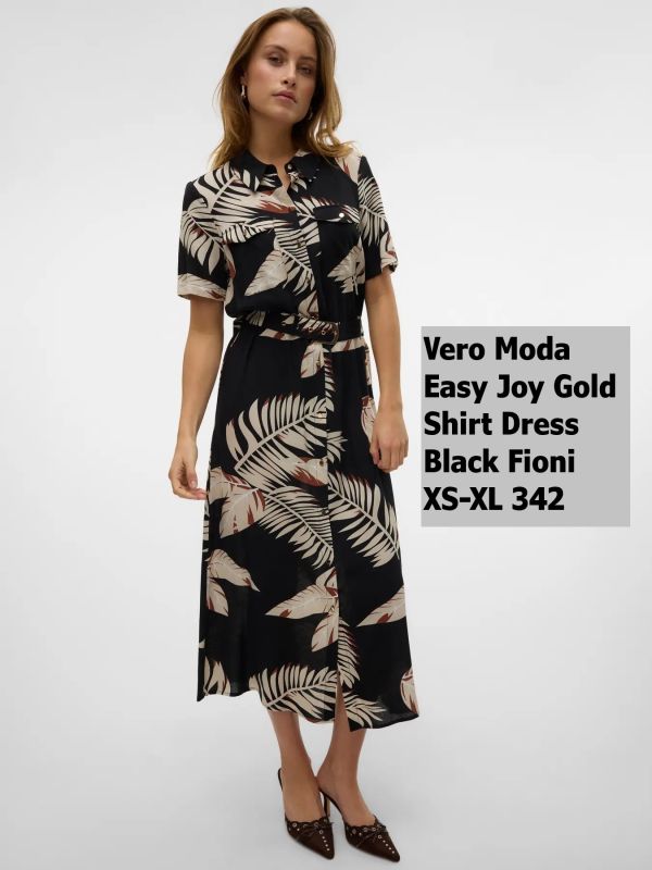 10328107 Easy Joy Gold Shirt Dress Black Fioni XS XL £42 Model 4