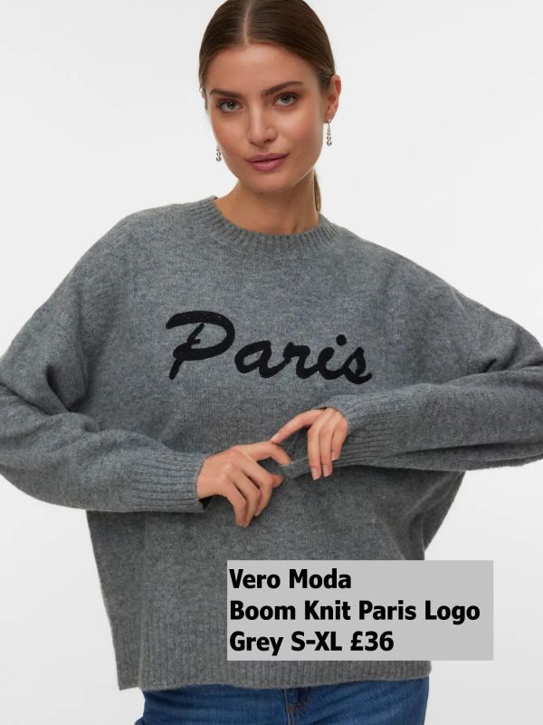 10331759 Boom Knit With Paris Logo Grey S XL £36 Model 3
