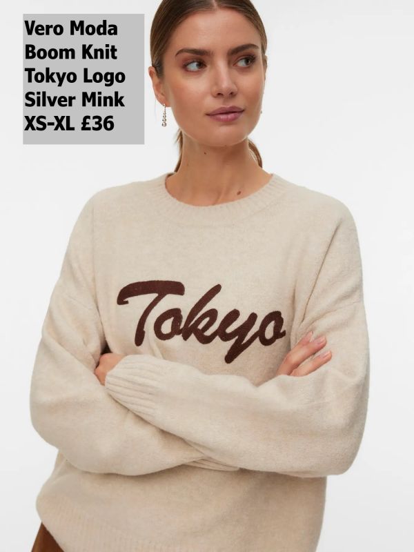 10331759 Boom Knit With Tokyo Logo Silver Mink XS XL £36 Model 3