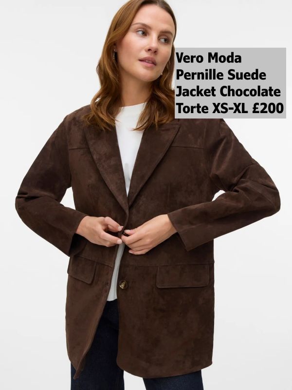 10331971 Pernille LS Suede Jacket Chocolate Torte XS XL £200 Model 3