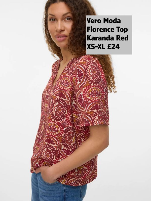 10332161 Florence V Neck Top Karanda Red Florence XS XL £24 Model 2