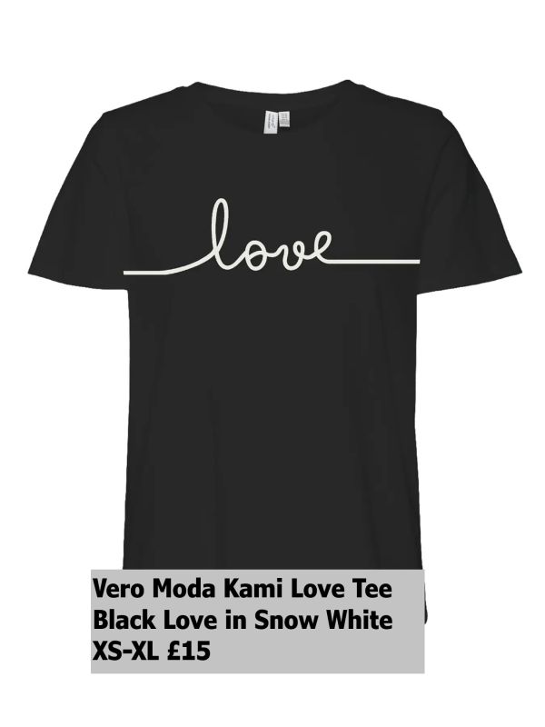 10332587 Kami Love Tee Black Love In Snow White XS XL £15