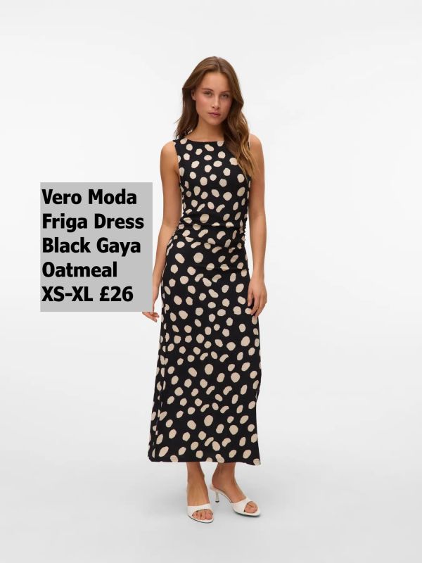 10333324 Friga SL Dress Black Gaya Oatmeal XS XL £26 Model 3