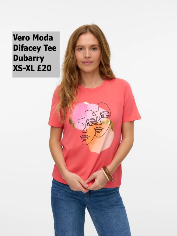 10333772 DIfacey Ss Tee Dubarry Pink And Orange Faces £20 Model 1