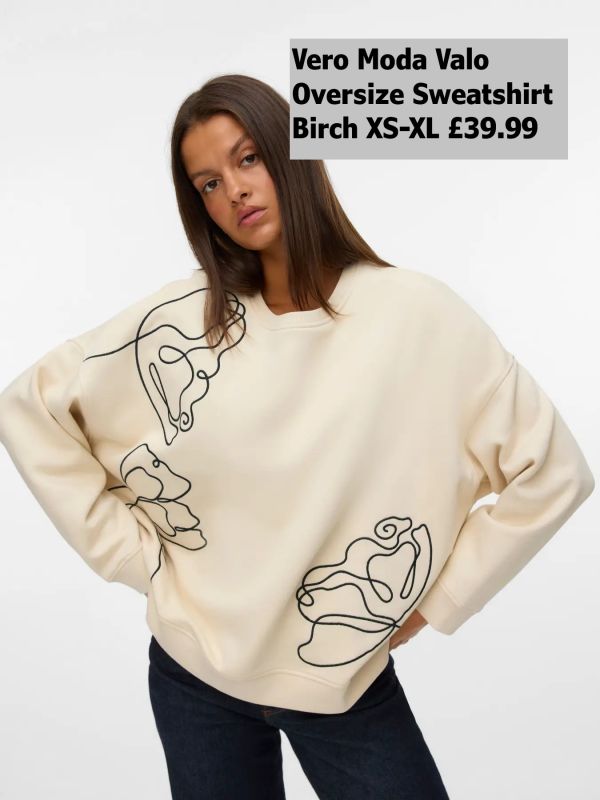 10335194 Valo Oversize Aweatashirt Birch With Black XS XL £39.99 Model 3