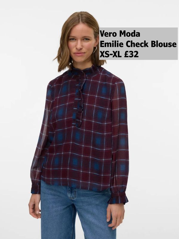 10335453 Emilie LS Check Top Winetasting XS XL £32 Model 3