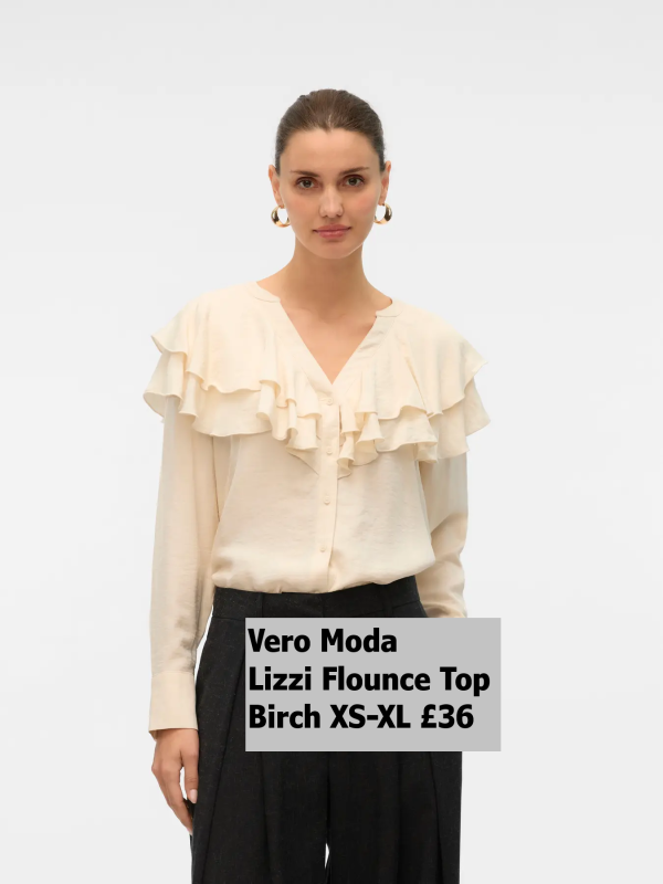 10335464 Lizzi Flounce Top Birch XS XL £36 MODEL 1