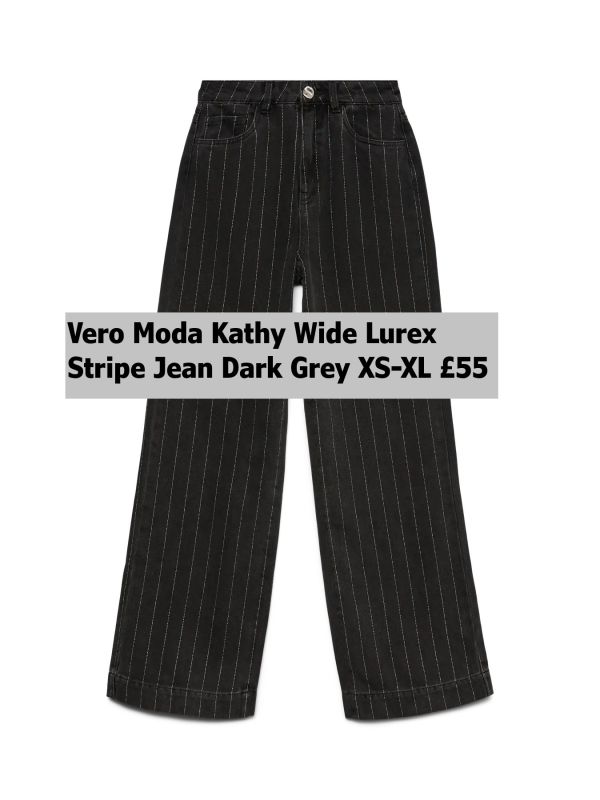 10336707 Kathy HR Wide Lurex Stripe Jean Dark Grey XS XL £55