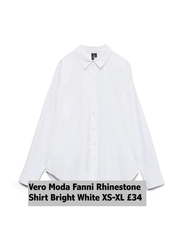 10337791 Fanni Rhinestone Shirt Bright White XS XL £34