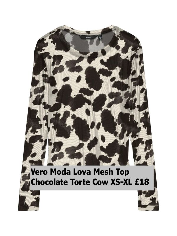 10340014 Lova LS Mesh Top Chocolate Torte Cow XS XL £18