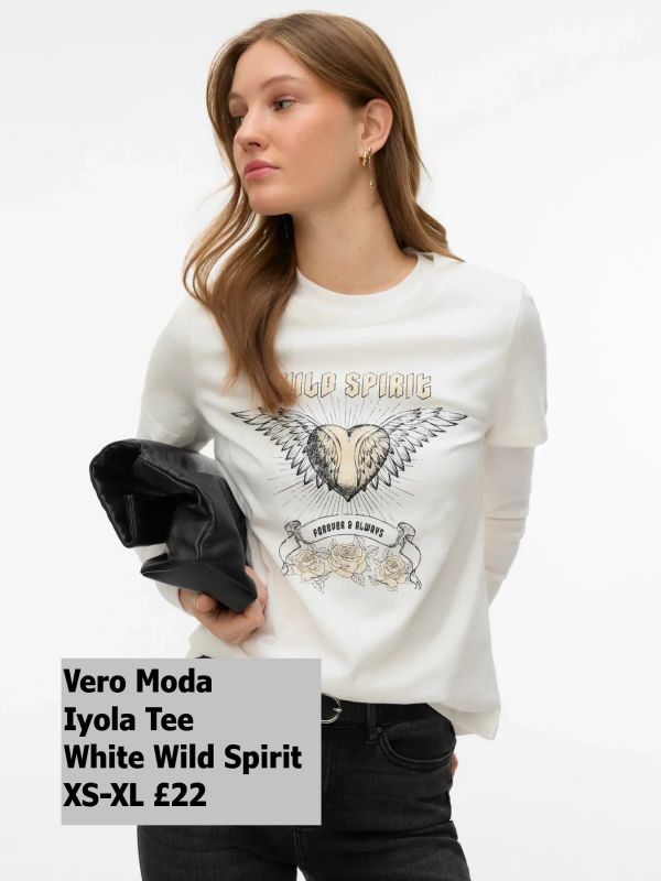 10340951 Iyola Ss Tee White Wild Spirit XS XL £22 Model 3