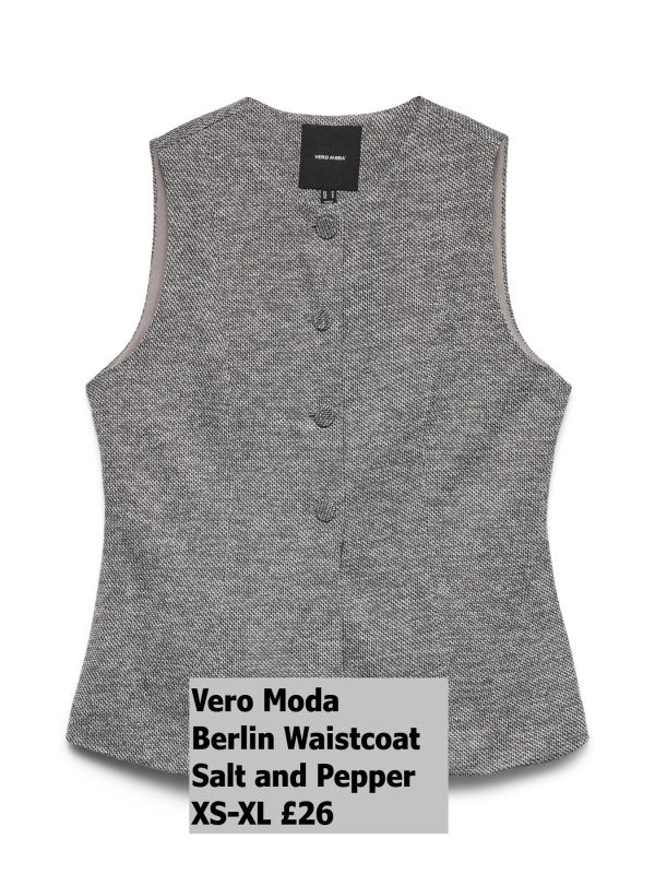 10341617 Berlin Waistcoat Black Salt And Pepper XS XL £26