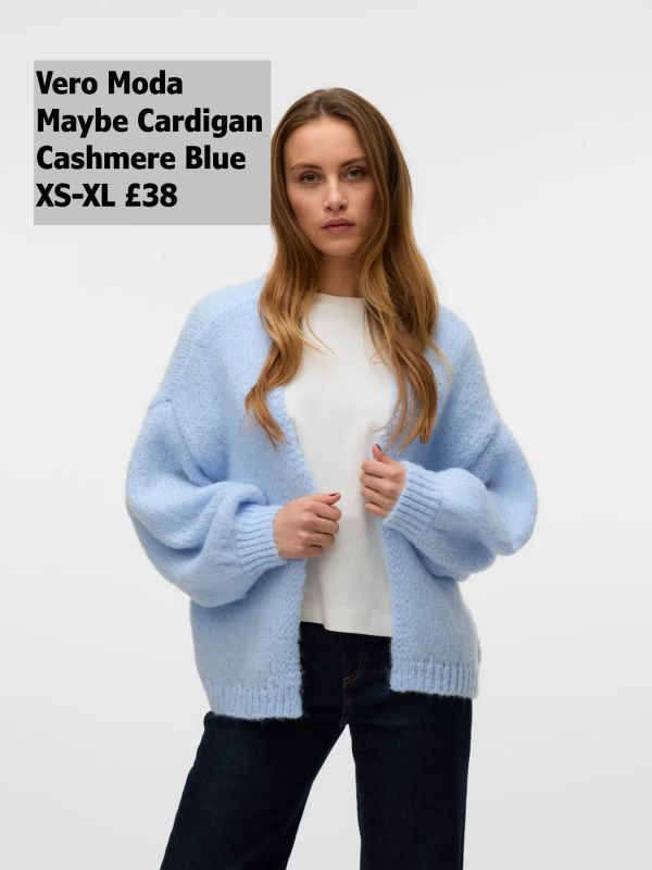 10573101 Maybe LS Open Cardigan Cashmere Blue XS XL £38 Model 1