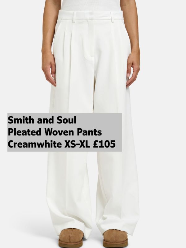 1125 0960 Pleated Woven Pants Creamwhite XS XL £105 Model 1