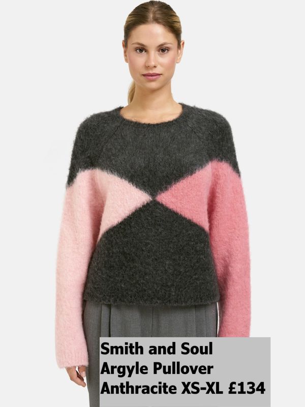 1125 1136 Argylle Pullover Anthracite XS XL £134 Model 1