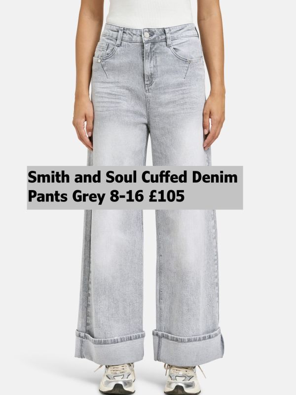 1125 7090 Cuffed Denim Pants Grey 8 16 £105 Model 1