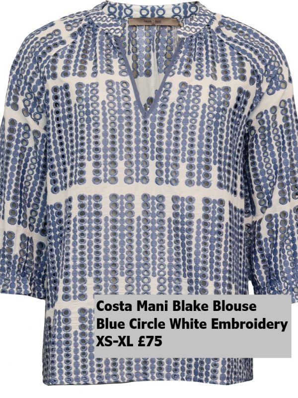 2504107 Blake Blouse Blue Circle White EMB XS XL £75
