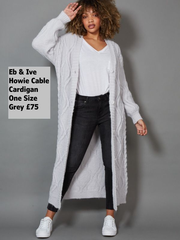 2518501 Howie Cable Cardigan One Size Grey £75 Model 3