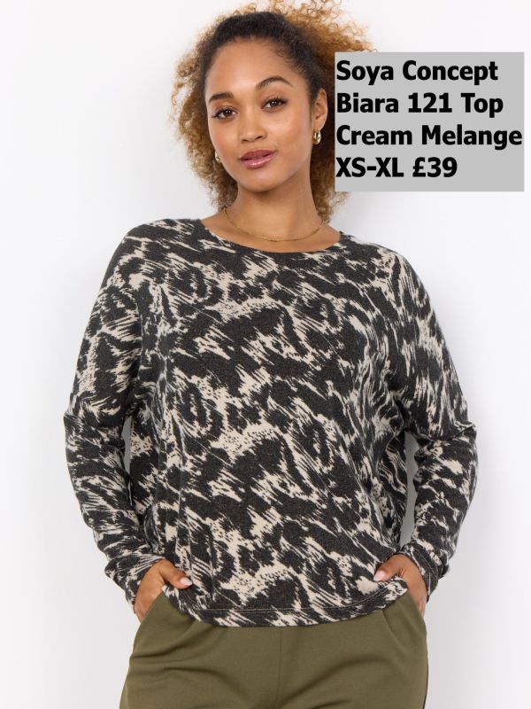 26690 Biara AOP 121 Top Cream Melange XS XL £39 Model 1