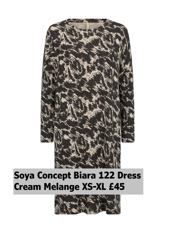 26691 Biara AOP 122 Dress Cream Melange XS XL £45