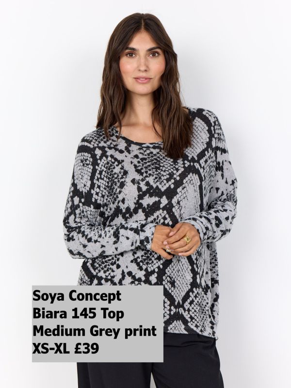 27239 Biara AOP145 Blouse Medium Grey Melange XS XL £39 Model 1