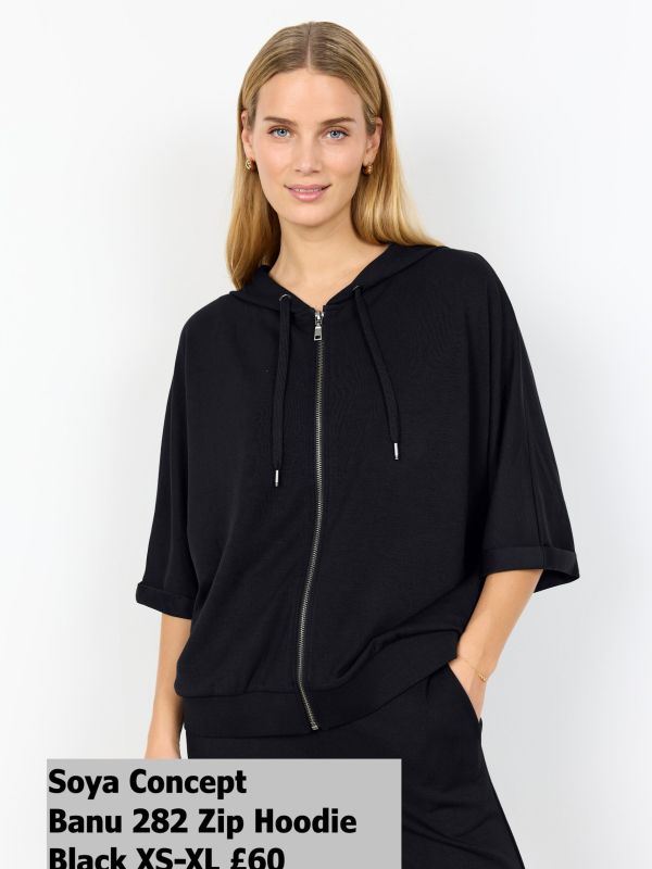 27433 Banu 282 Zip Through Hoodie Black XS XL £60 Model 1